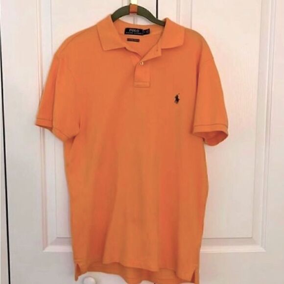 Polo by Ralph Lauren Orange Cotton Polo Navy Pony - Picture 1 of 4